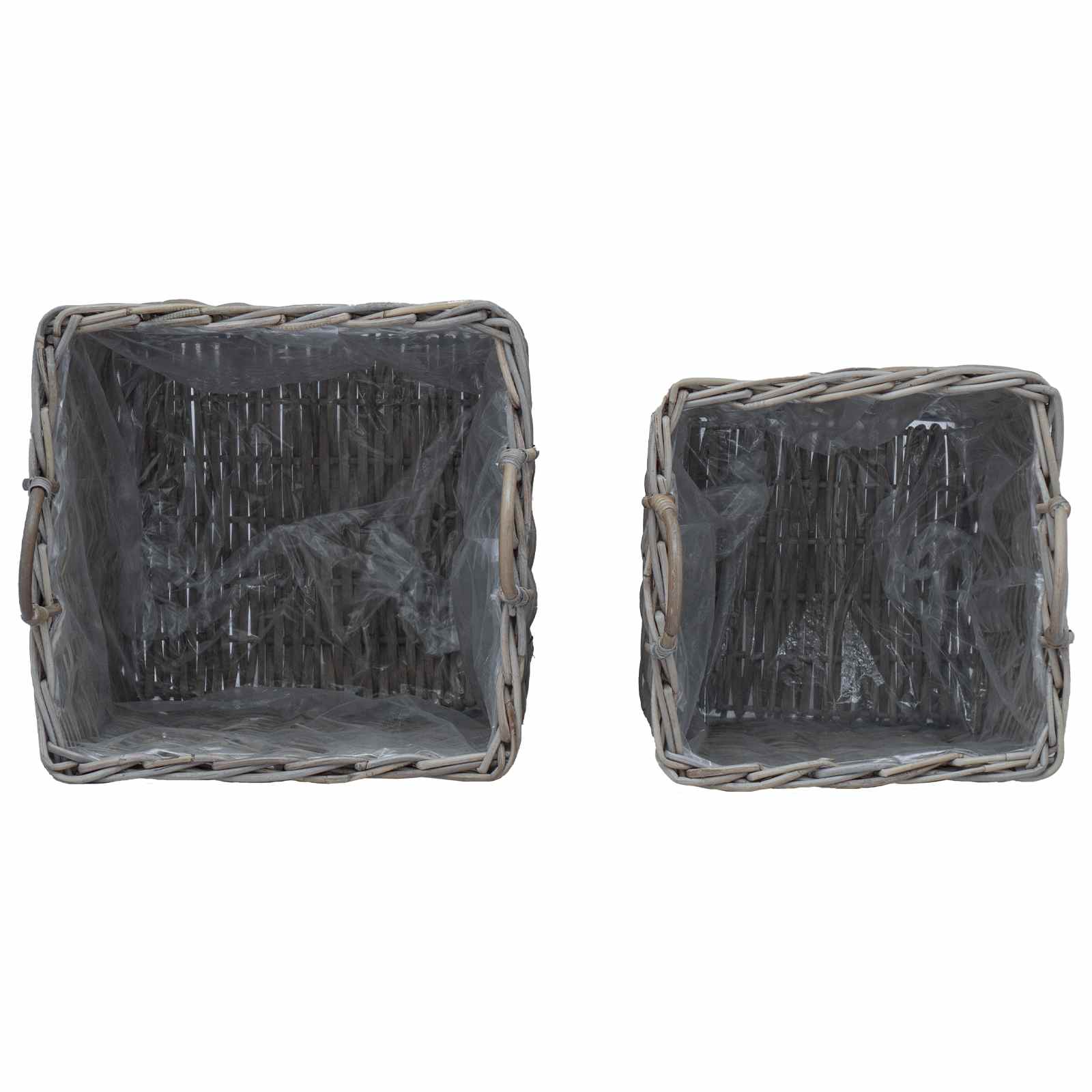 Cesta para Plantas con almacenamiento 2 pcs Gris Ratan Lacak