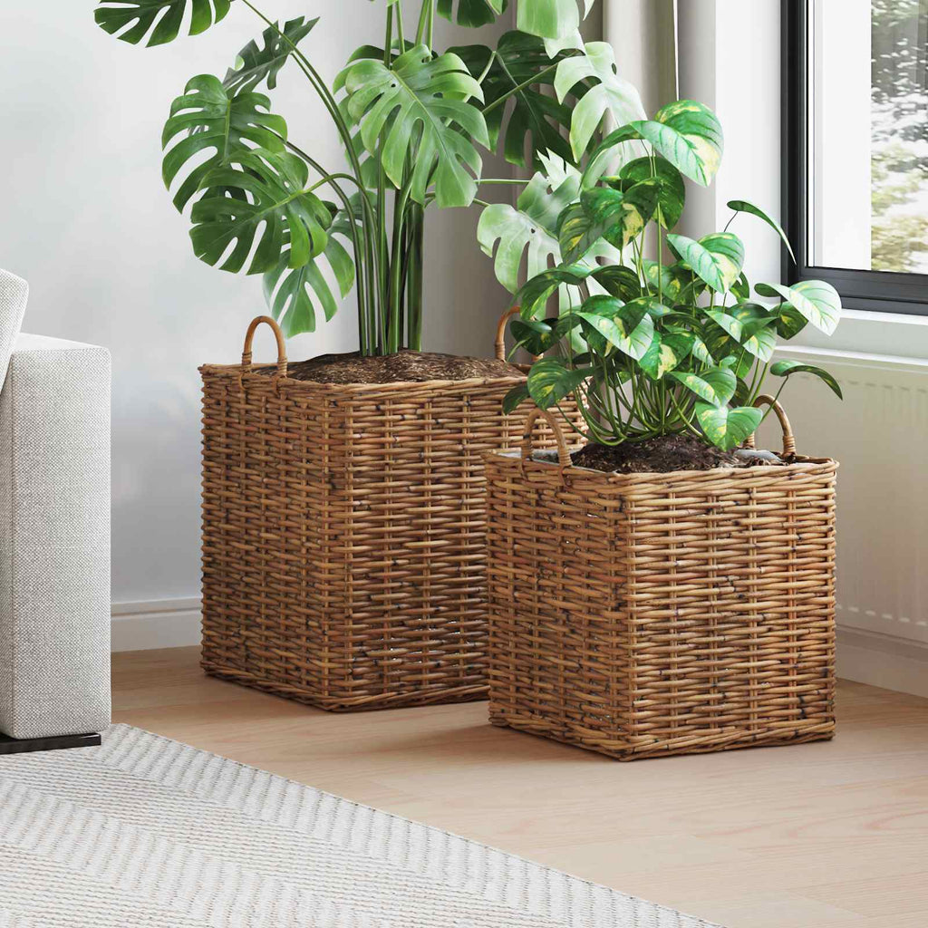 Cesta para Plantas con almacenamiento 2 pcs Gris Ratan Lacak