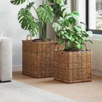 Cesta para Plantas con almacenamiento 2 pcs Gris Ratan Lacak