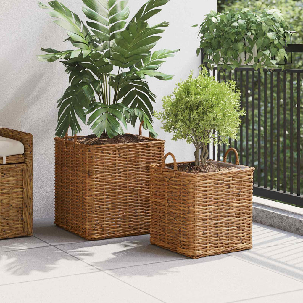 Cesta para Plantas con almacenamiento 2 pcs Gris Ratan Lacak