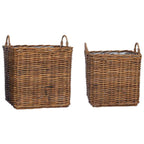 Cesta para Plantas con almacenamiento 2 pcs Gris Ratan Lacak
