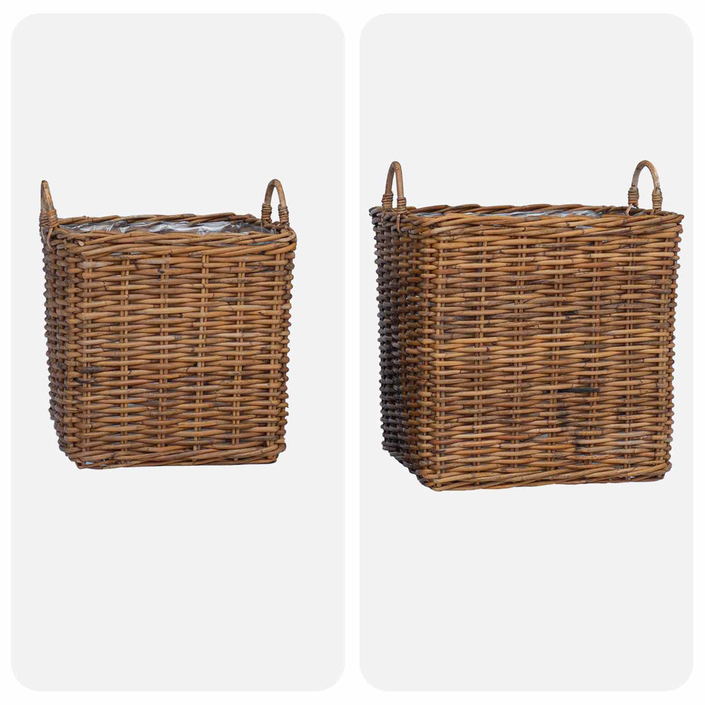 Cesta para Plantas con almacenamiento 2 pcs Gris Ratan Lacak