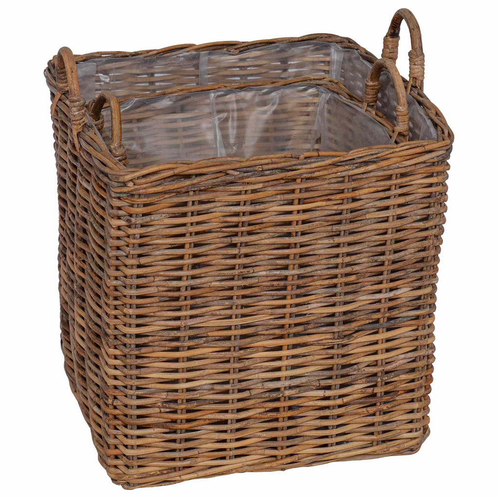 Cesta para Plantas con almacenamiento 2 pcs Gris Ratan Lacak