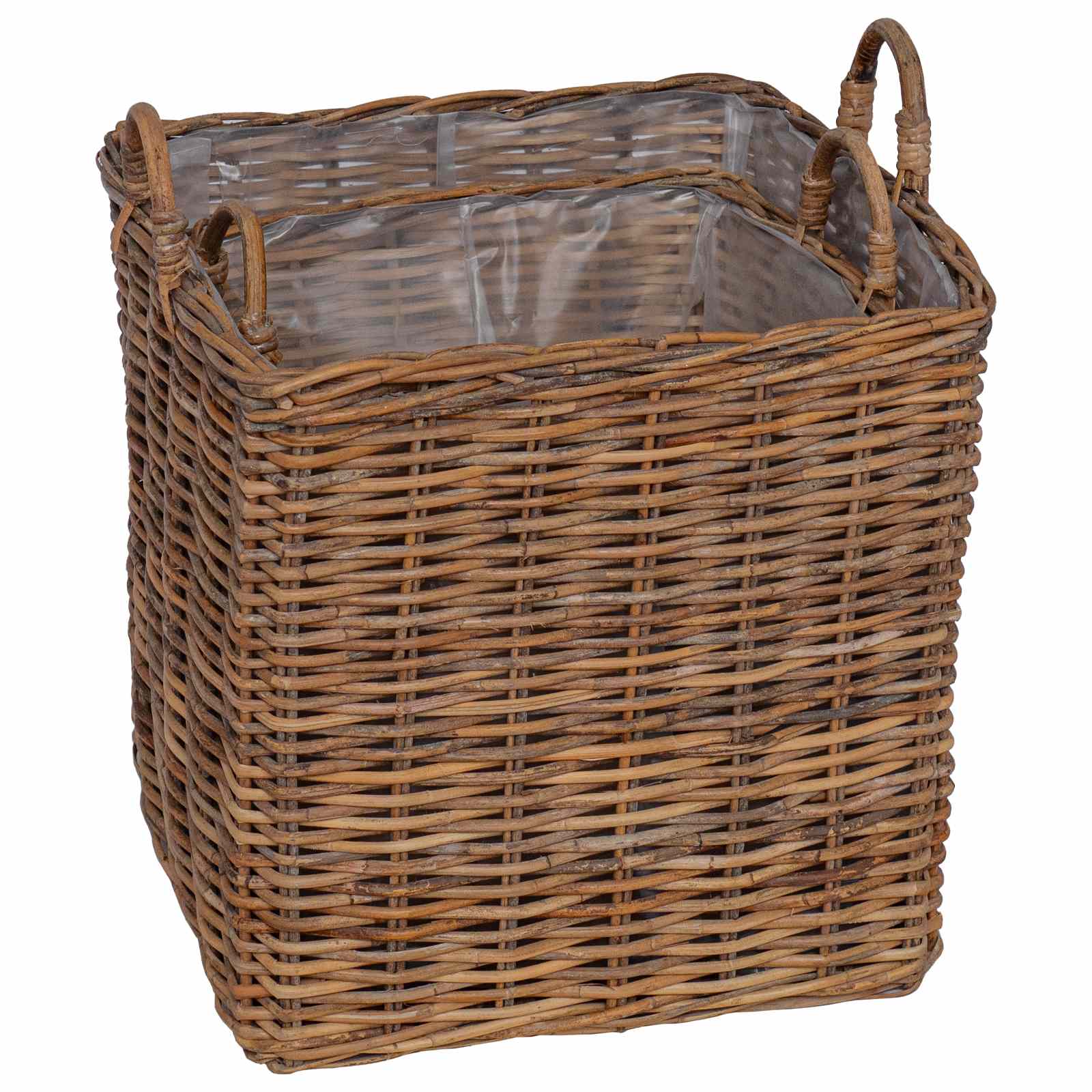 Cesta para Plantas con almacenamiento 2 pcs Gris Ratan Lacak