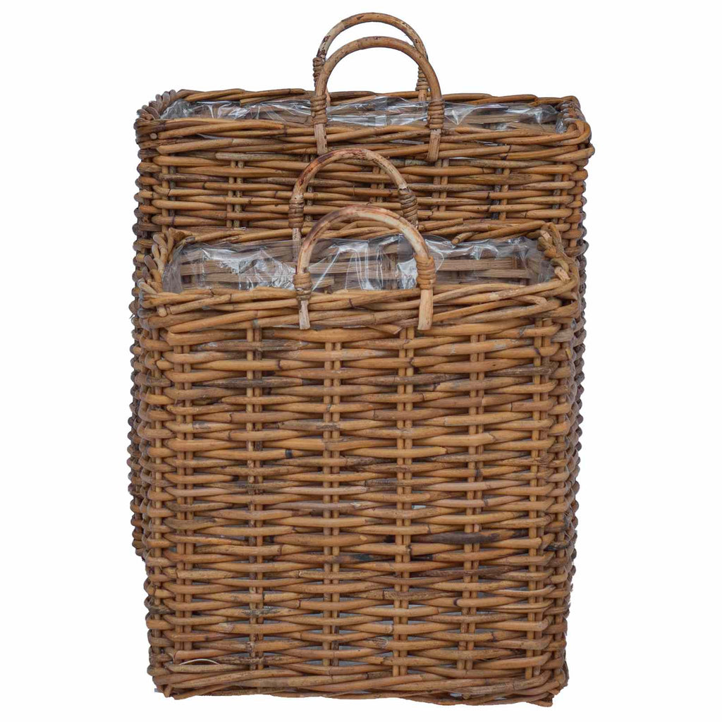 Cesta para Plantas con almacenamiento 2 pcs Gris Ratan Lacak