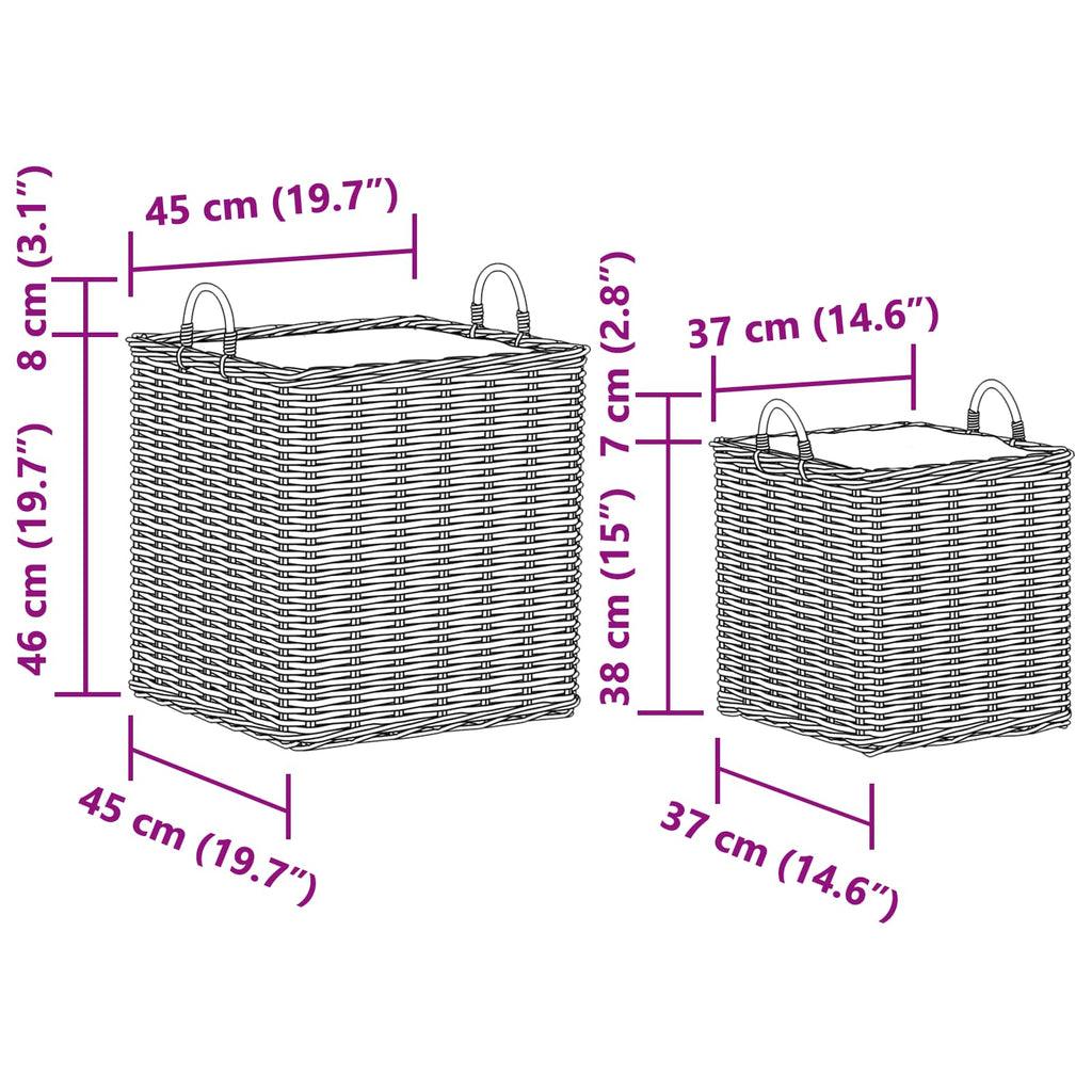 Cesta para Plantas con almacenamiento 2 pcs Gris Ratan Lacak