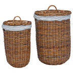 Cesta de Lavandería 2 pcs Marrón Ratán Kubu