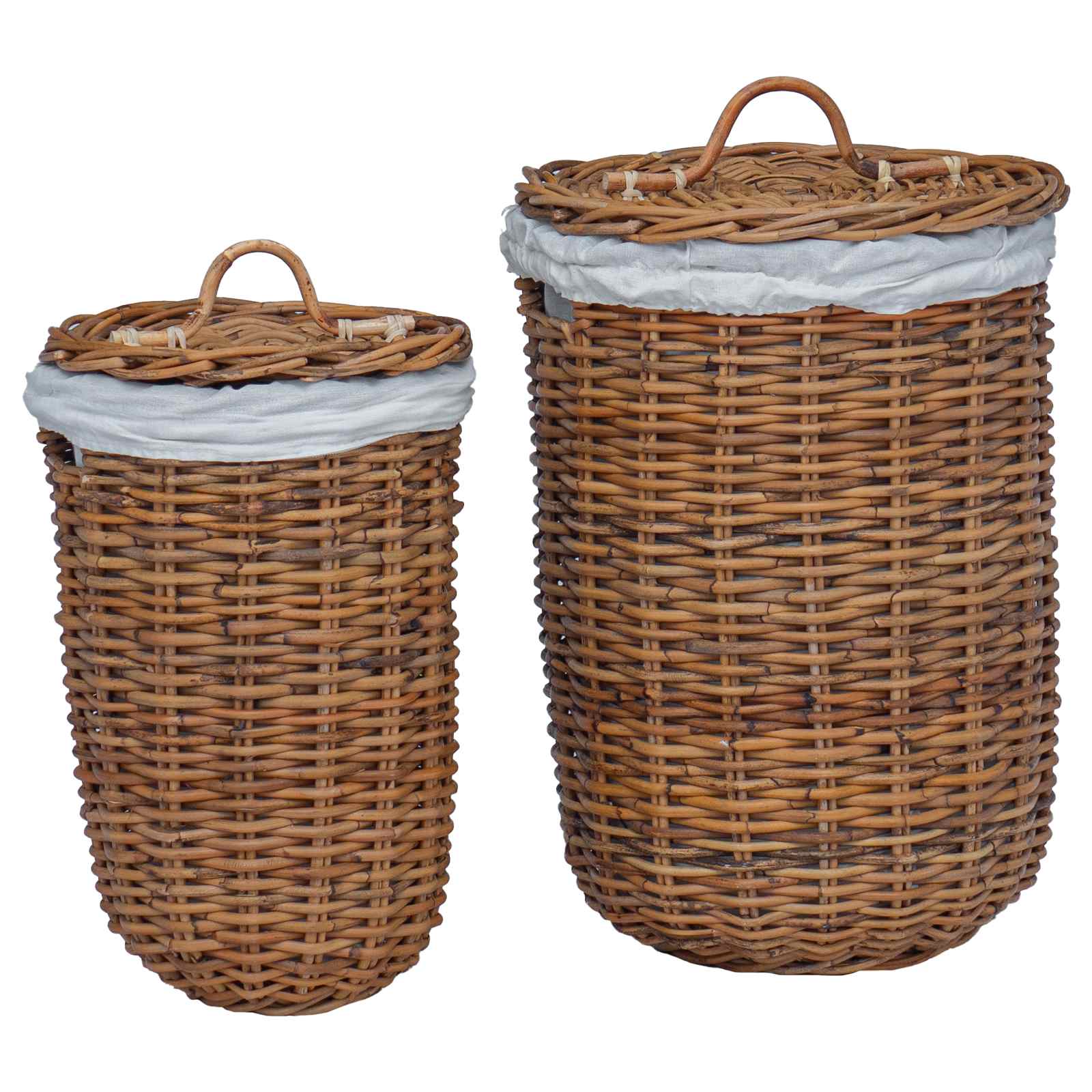 Cesta de Lavandería 2 pcs Marrón Ratán Kubu