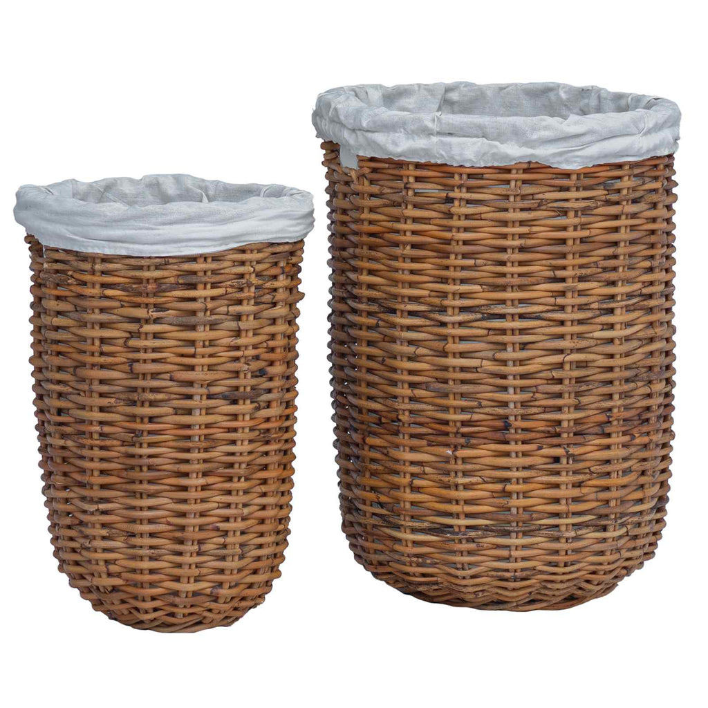 Cesta de Lavandería 2 pcs Marrón Ratán Kubu
