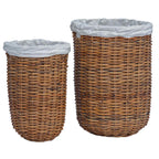 Cesta de Lavandería 2 pcs Marrón Ratán Kubu