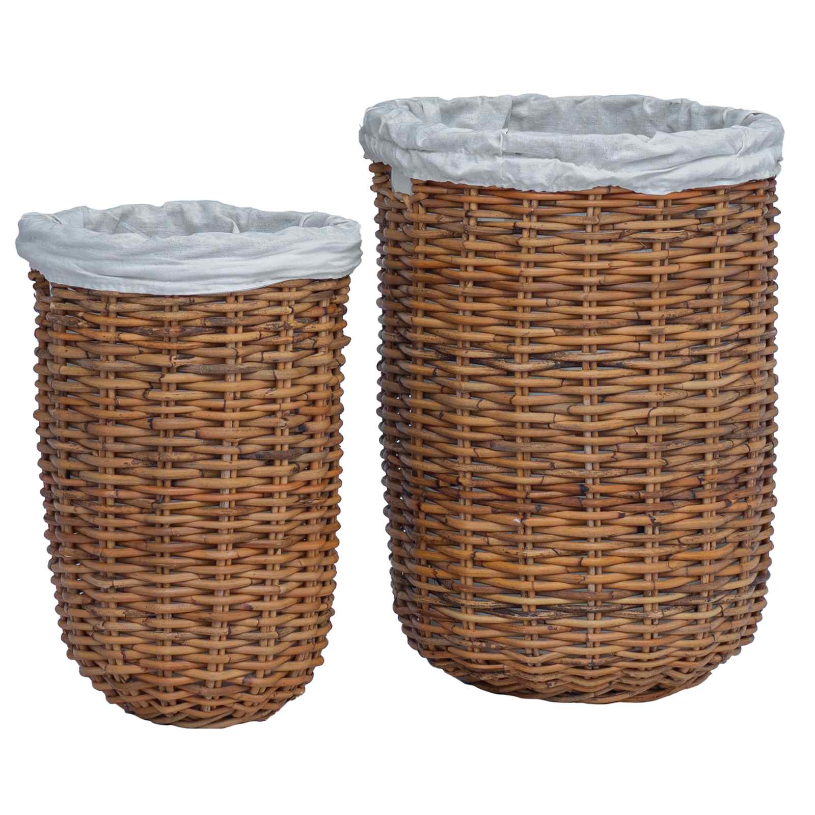 Cesta de Lavandería 2 pcs Marrón Ratán Kubu