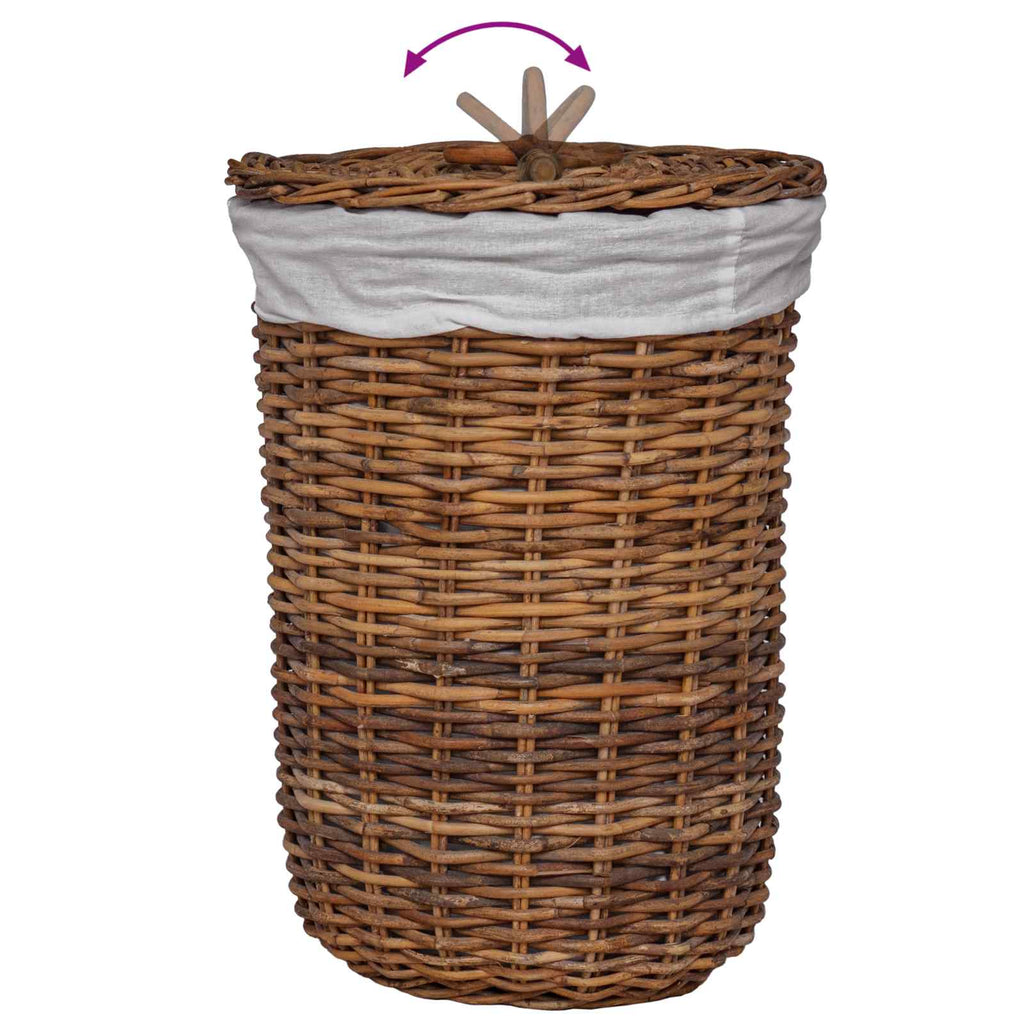 Cesta de Lavandería 2 pcs Marrón Ratán Kubu