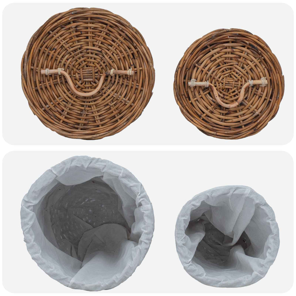 Cesta de Lavandería 2 pcs Marrón Ratán Kubu