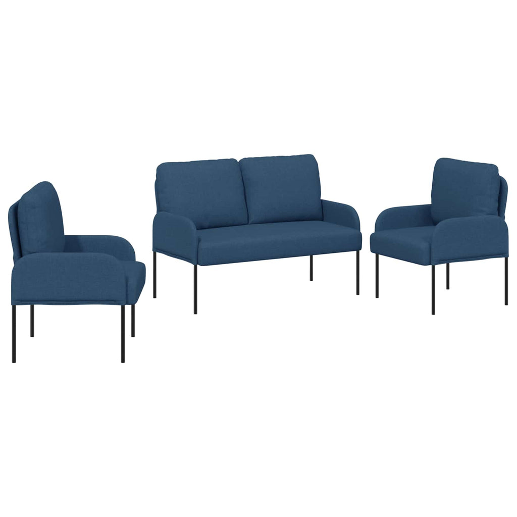 Juegos de sofás con cojín 3 pcs Azul 115 x 56 x 80 cm