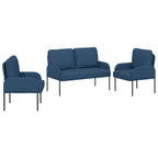 Juegos de sofás con cojín 3 pcs Azul 115 x 56 x 80 cm
