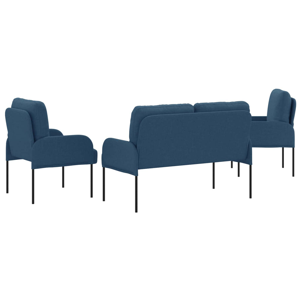 Juegos de sofás con cojín 3 pcs Azul 115 x 56 x 80 cm
