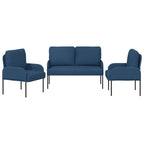 Juegos de sofás con cojín 3 pcs Azul 115 x 56 x 80 cm