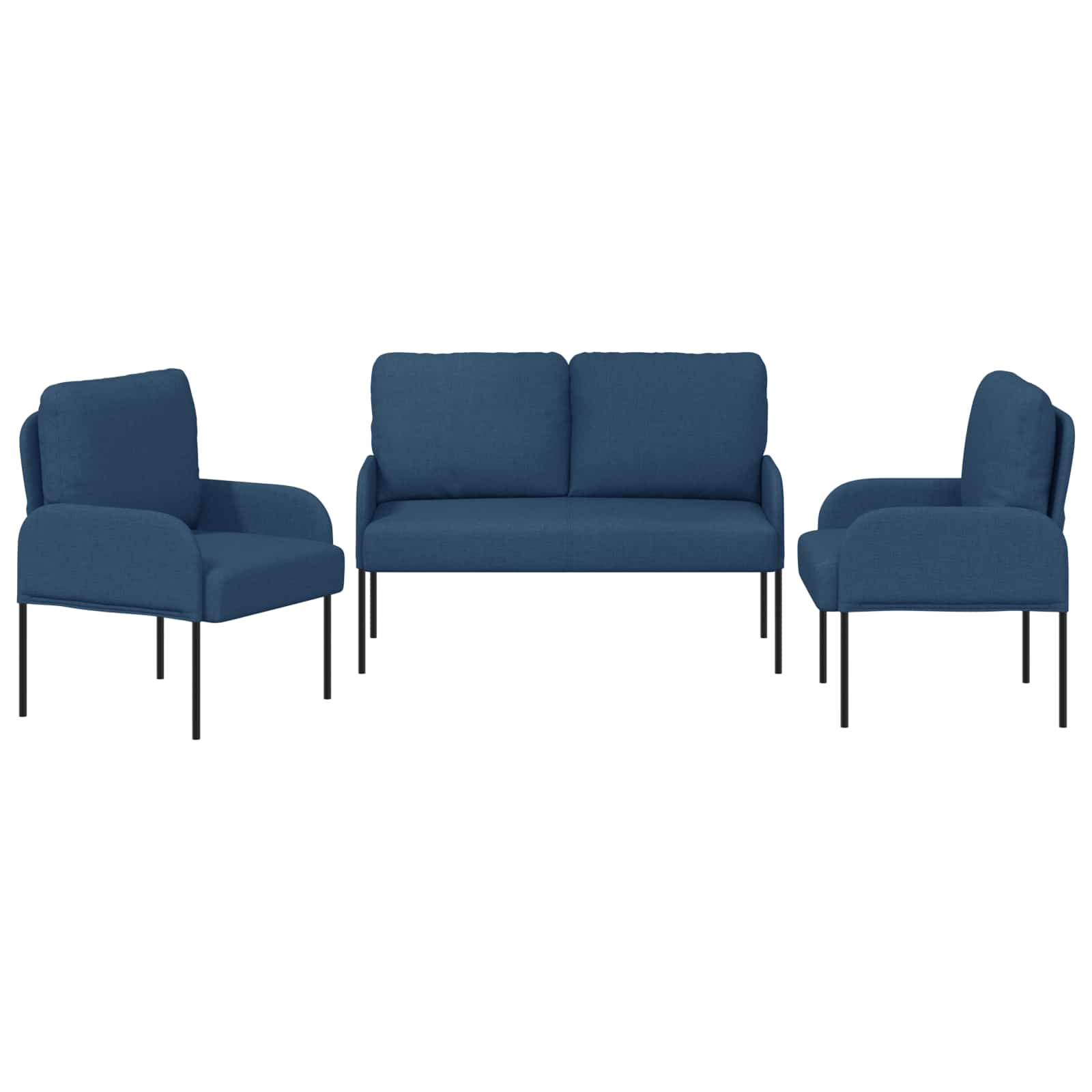 Juegos de sofás con cojín 3 pcs Azul 115 x 56 x 80 cm
