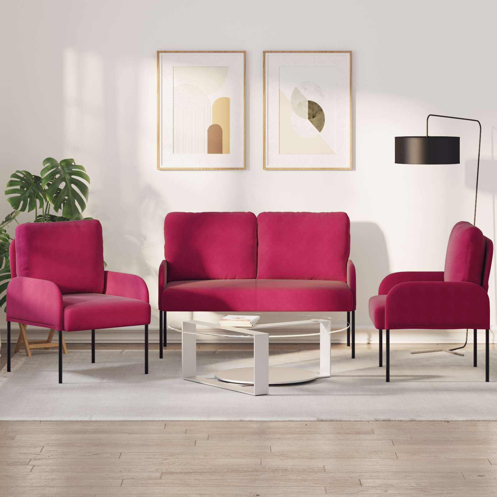 Juegos de sofás con cojín 3 pcs Amarillo 115 x 56 x 80 cm