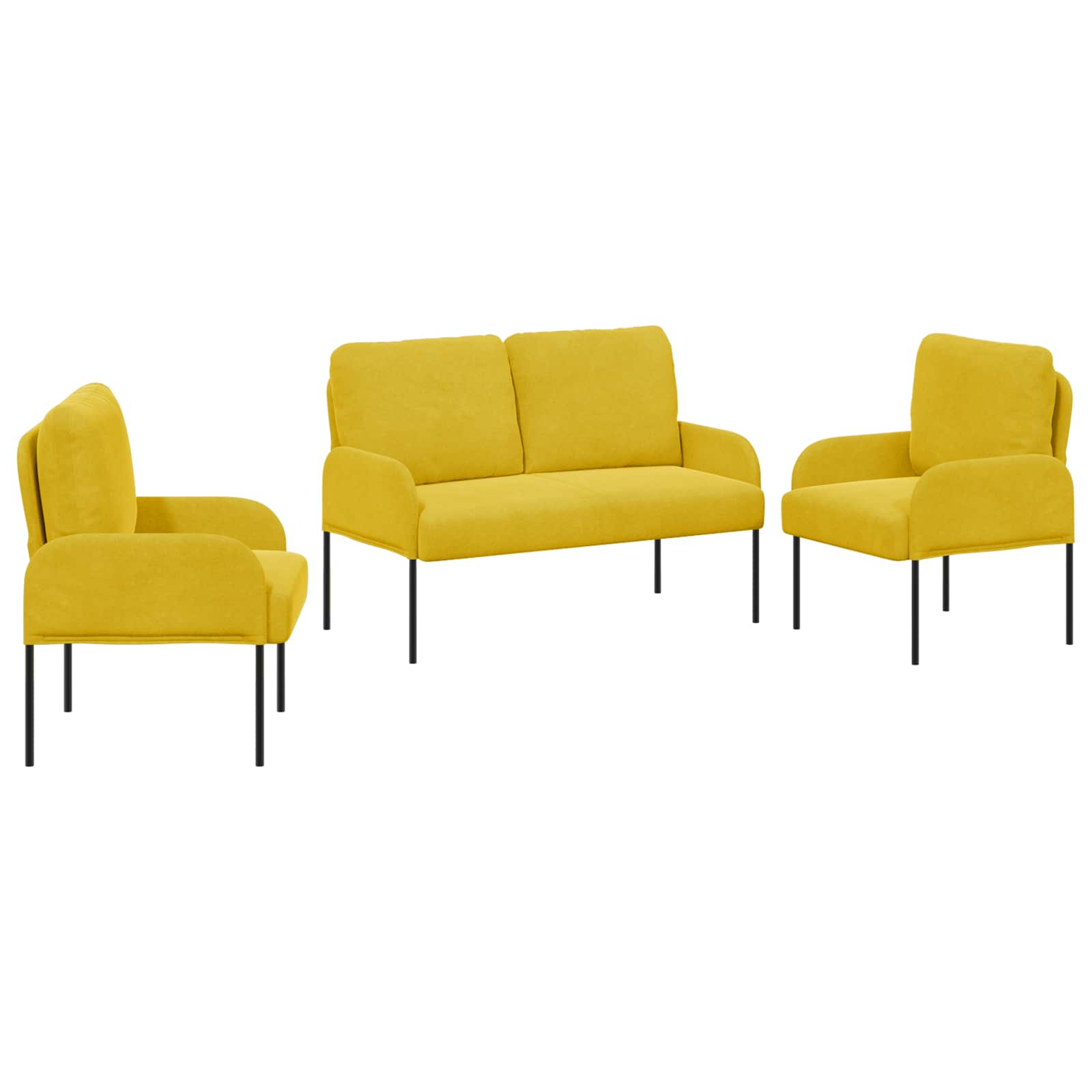 Juegos de sofás con cojín 3 pcs Amarillo 115 x 56 x 80 cm