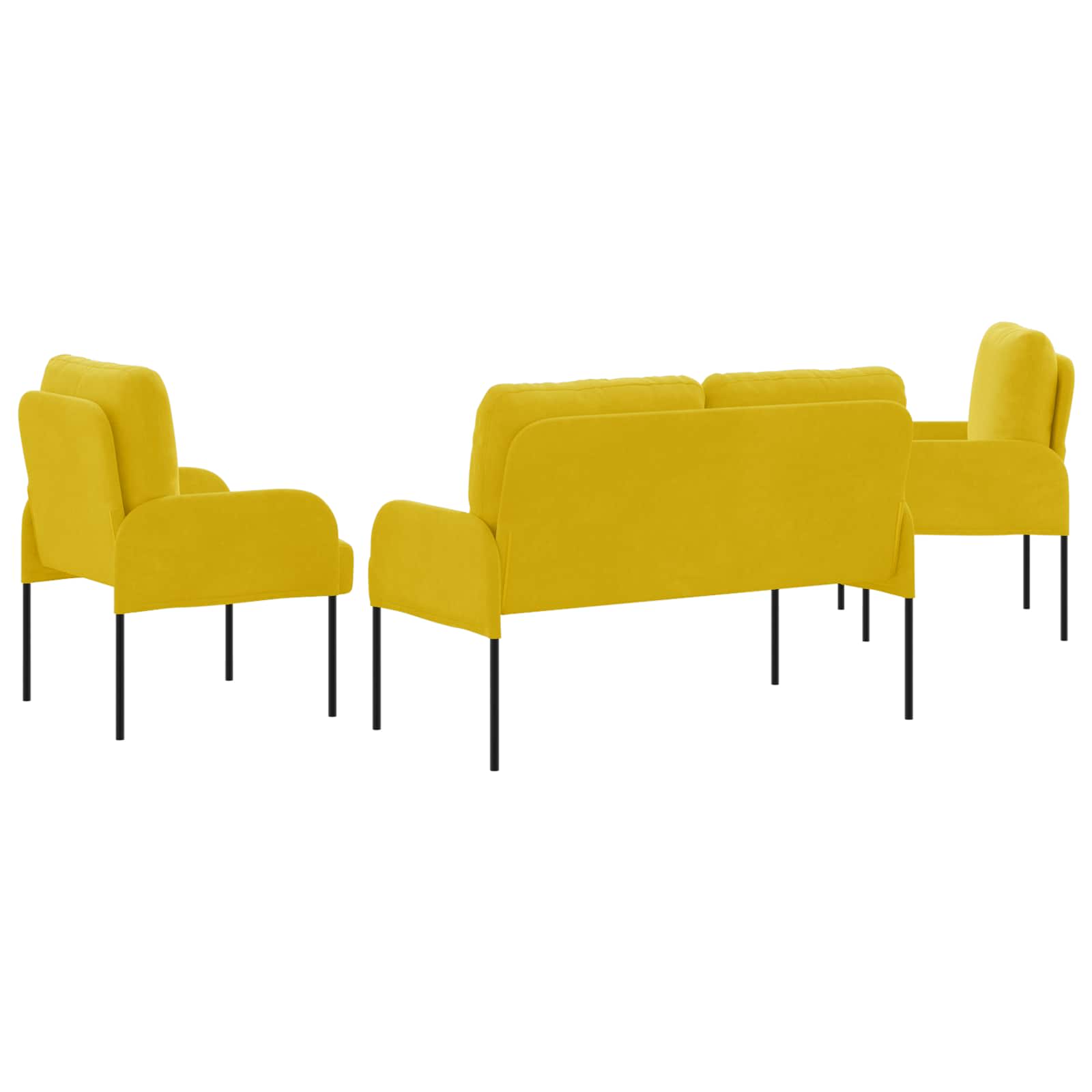 Juegos de sofás con cojín 3 pcs Amarillo 115 x 56 x 80 cm