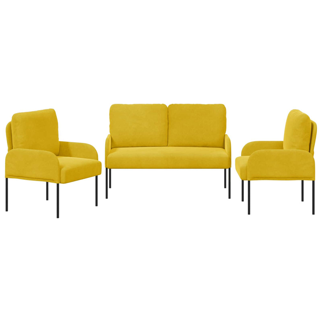Juegos de sofás con cojín 3 pcs Amarillo 115 x 56 x 80 cm