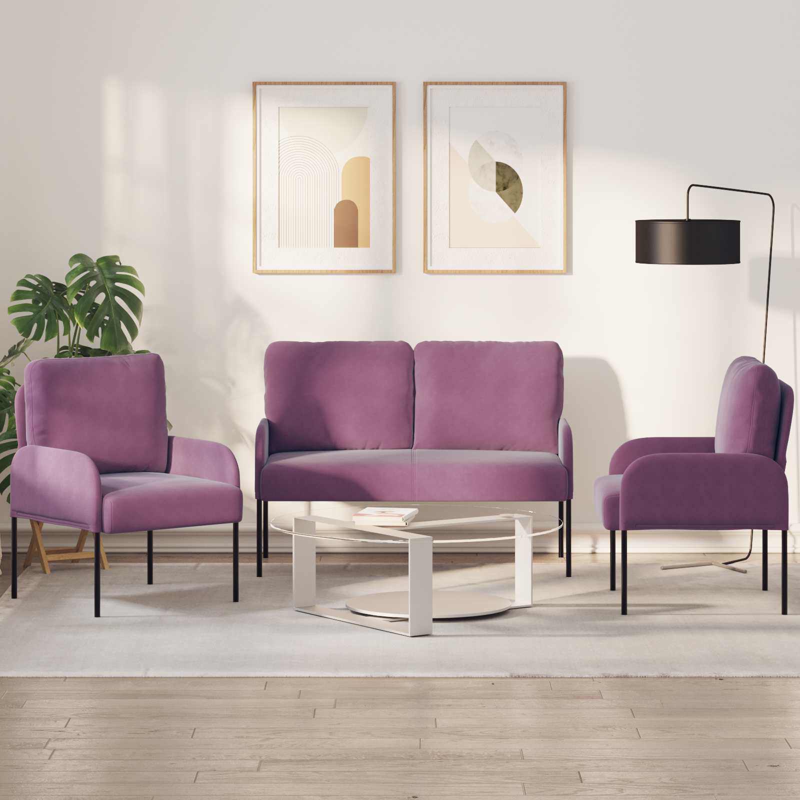 Juegos de sofás con cojín 3 pcs Amarillo 115 x 56 x 80 cm