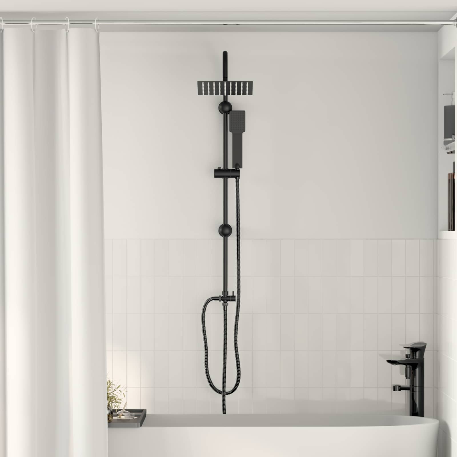 Black Shower System 47 x 20 x 95 cm Stainless steel