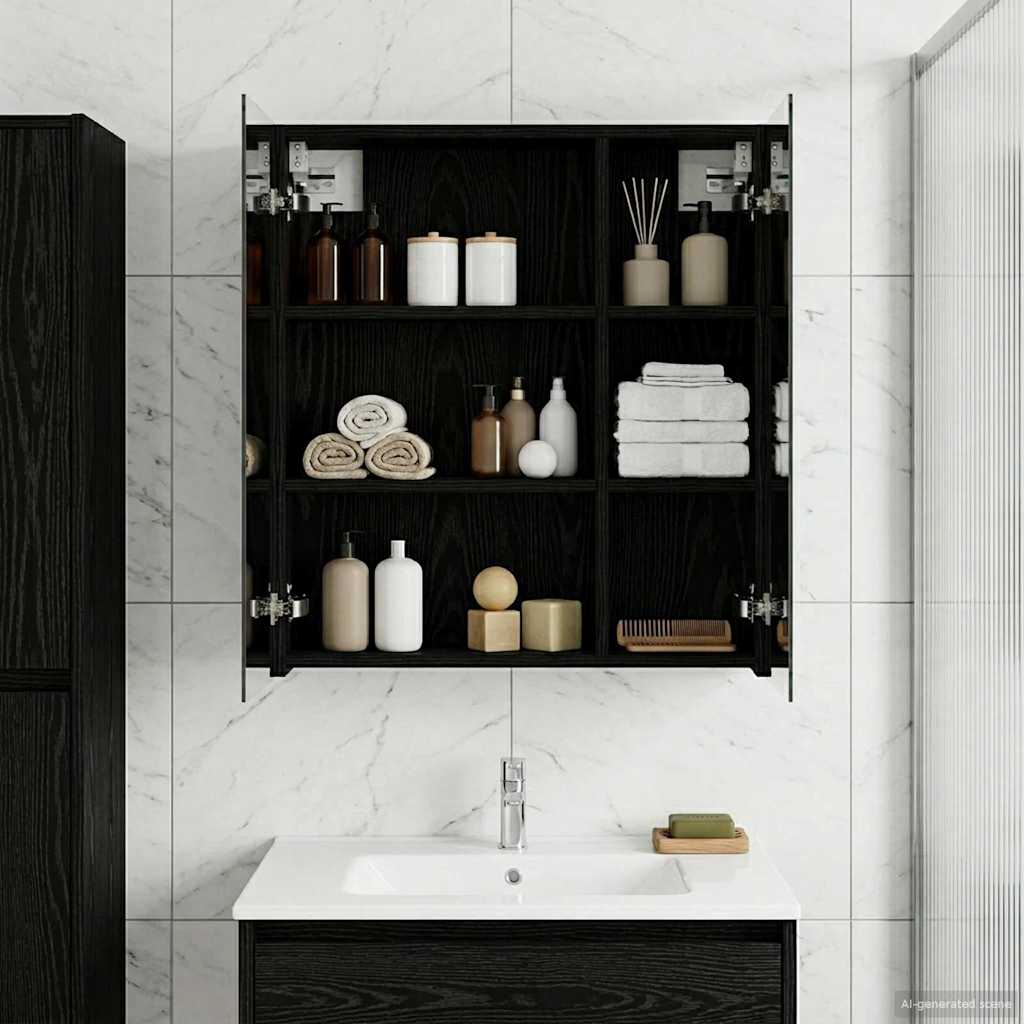 Armario con espejo de baño con estante 60 x 14,5 x 70 cm