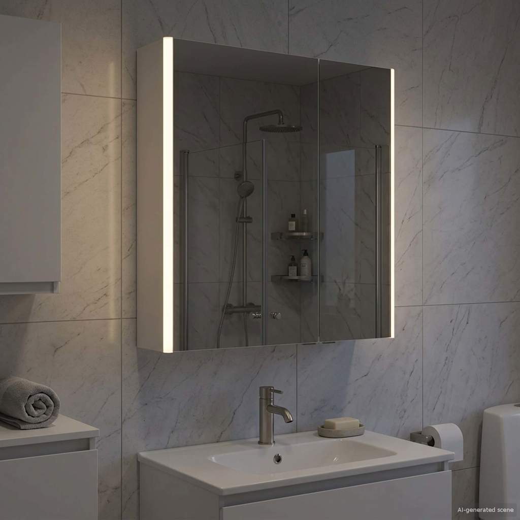 Armario con espejo de baño 103,5 x 15,5 x 70 cm