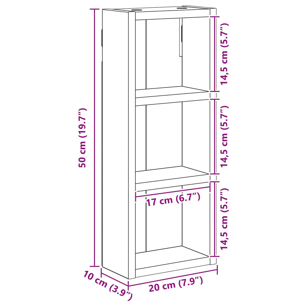 Armario de pared para baño 20 x 10 x 50 cm Madera de ingeniería