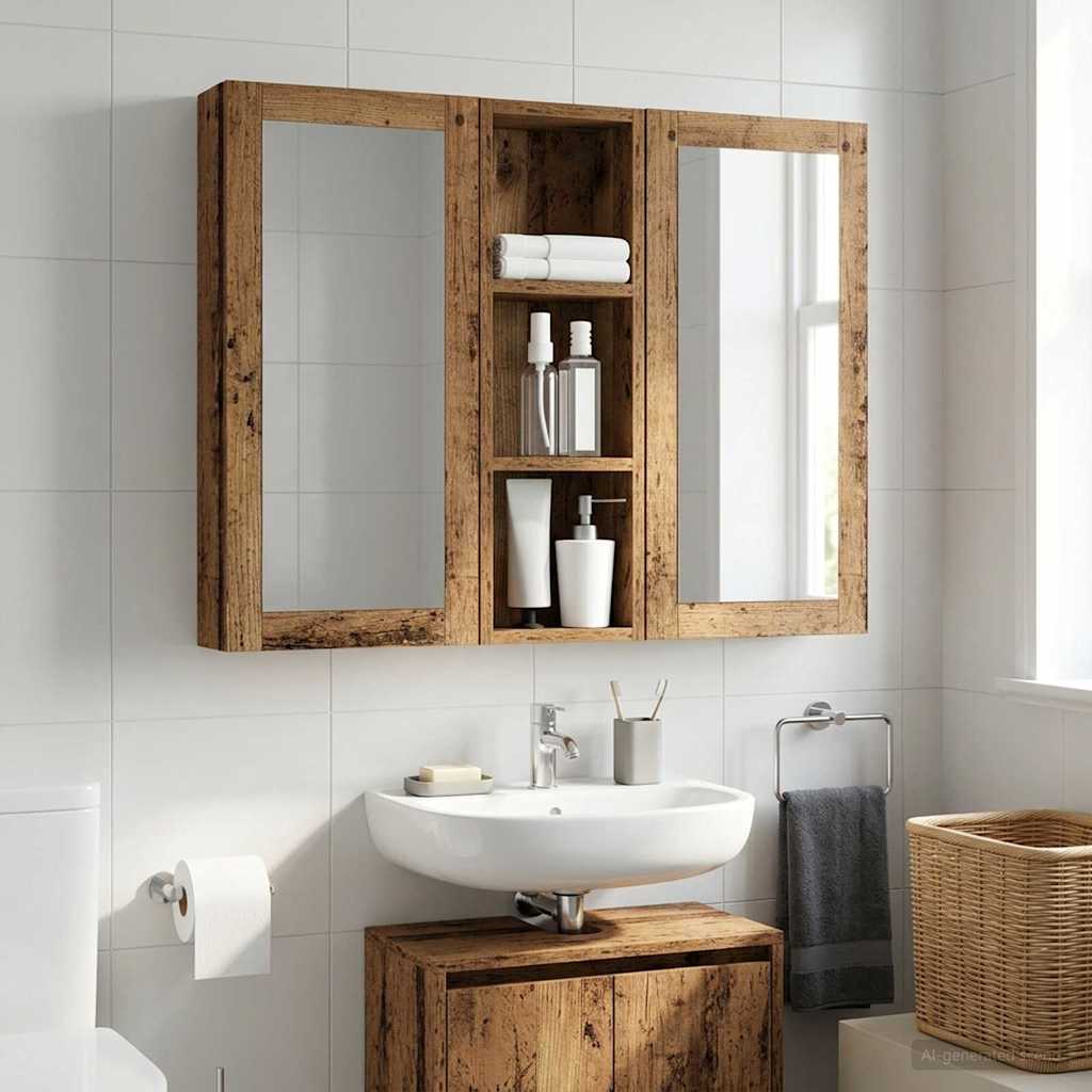 Armario de pared para baño 20 x 10 x 50 cm Madera de ingeniería
