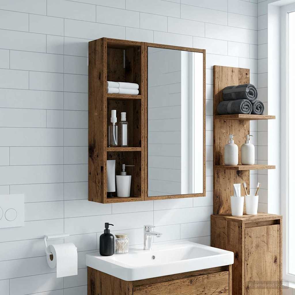 Armario de pared para baño 20 x 10 x 50 cm Madera de ingeniería