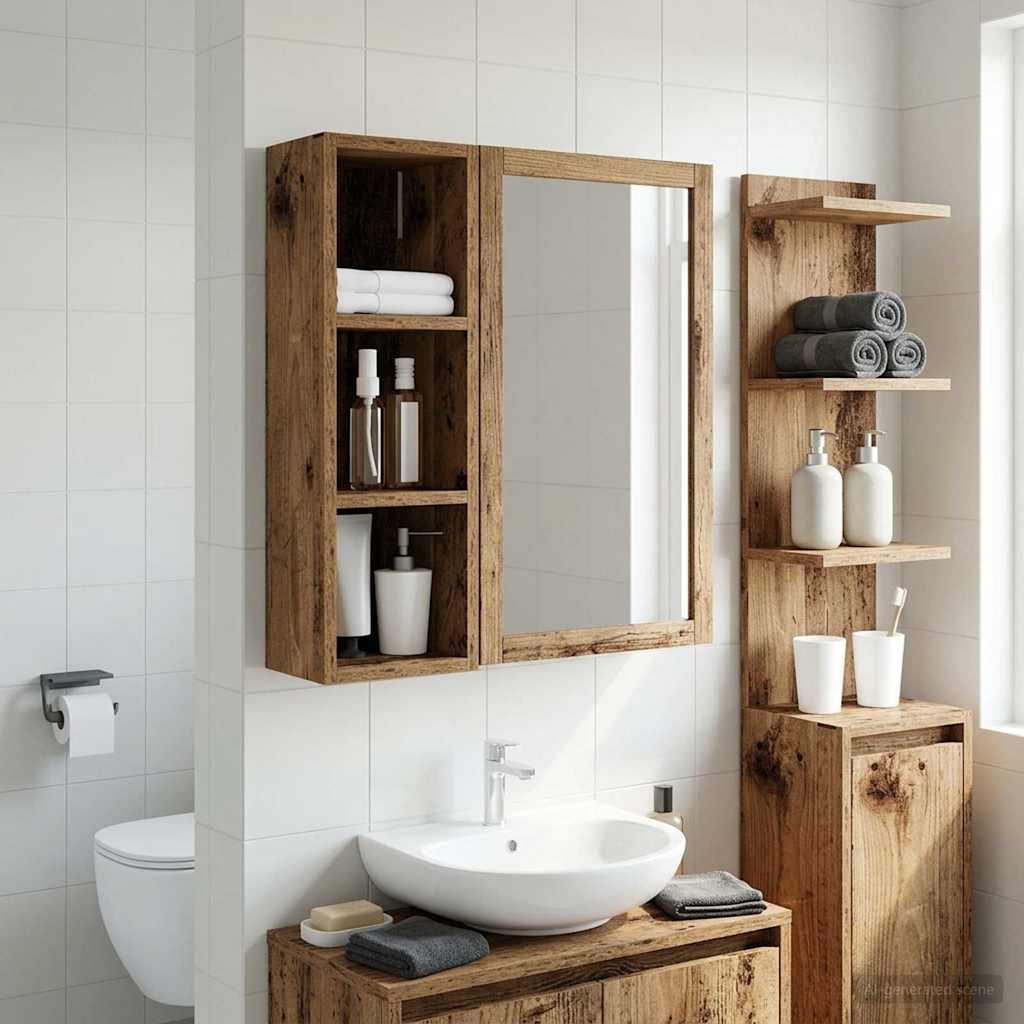 Armario de pared para baño 20 x 10 x 50 cm Madera de ingeniería