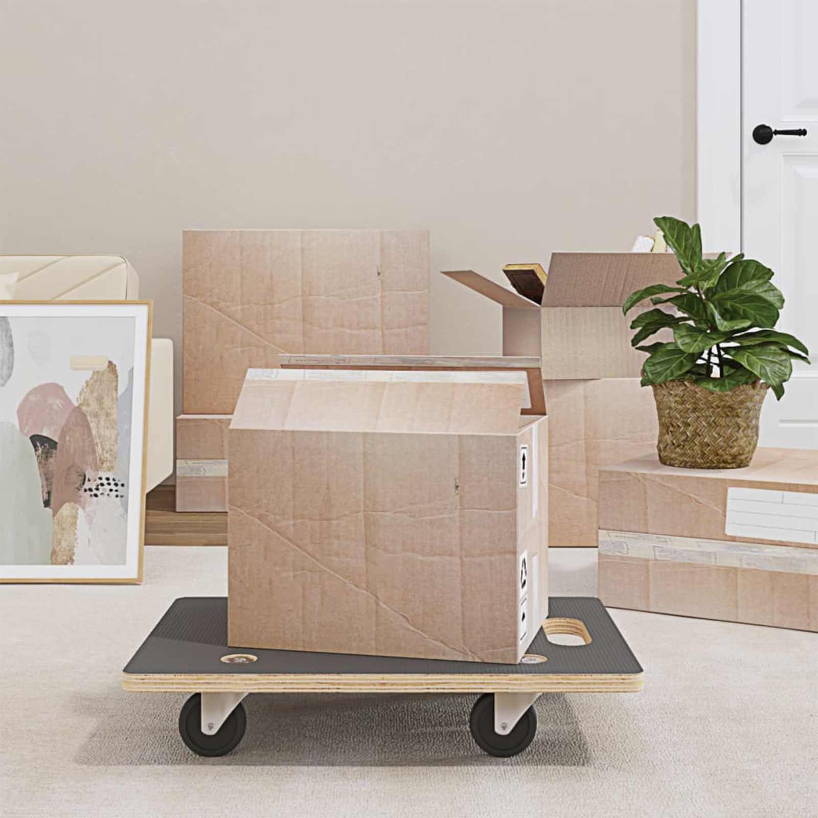 Transport Cart 6 pcs Grey Plywood
