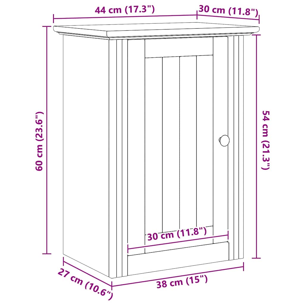 Gabinete de pared para baño BODO Marrón miel 44 x 30 x 60 cm