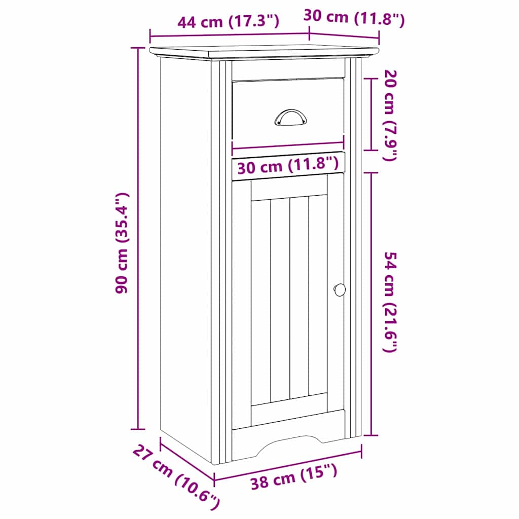 Gabinete de Baño con cajón BODO Marrón miel 44 x 30 x 90 cm
