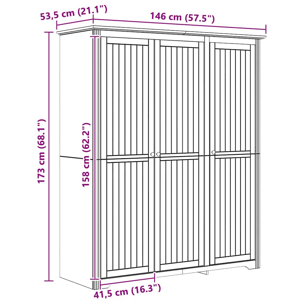 Armario con almacenamiento BODO Marrón miel 146 x 53,5 x 173 cm