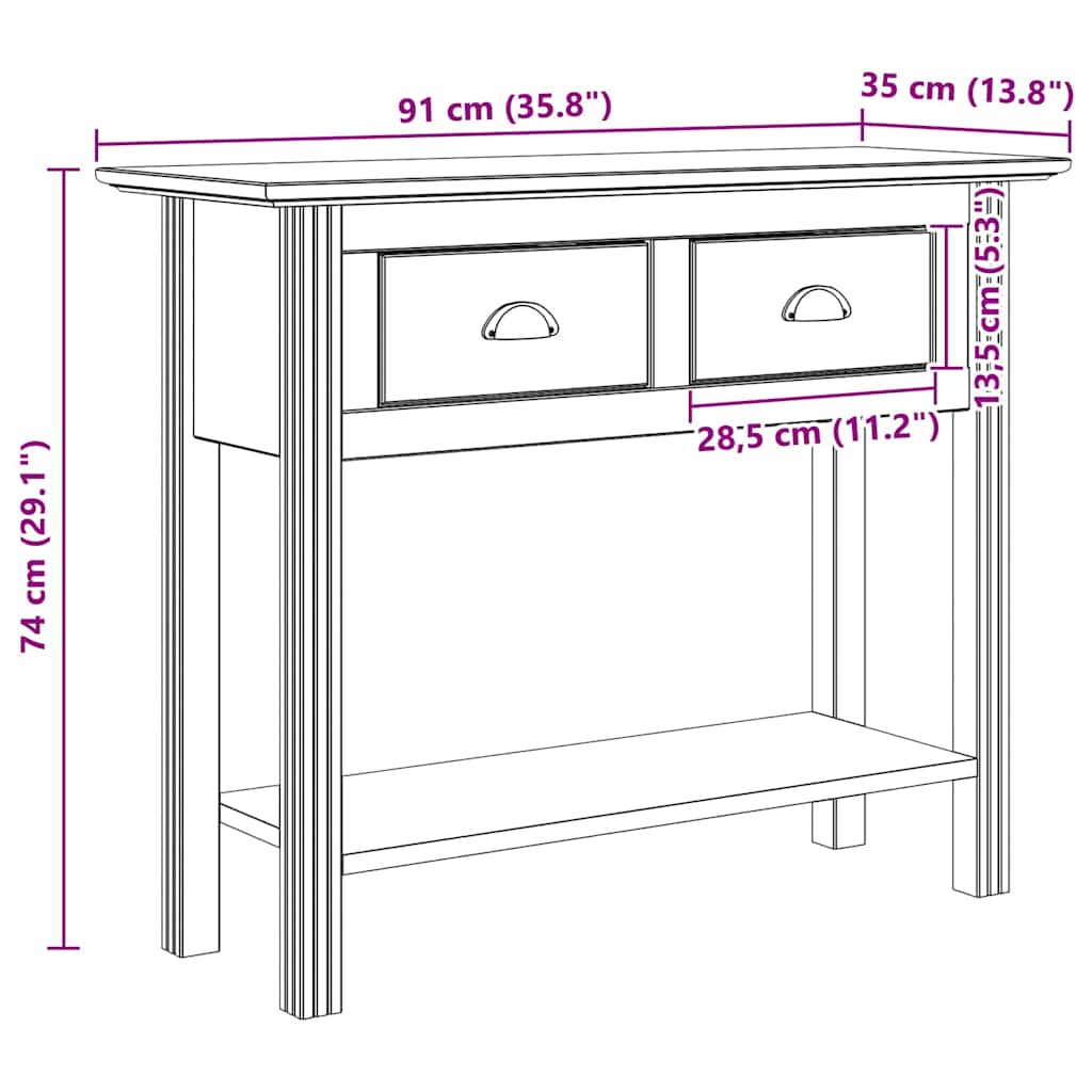 Mesa Consola con cajón BODO Marrón miel 91 x 34.7 x 74 cm