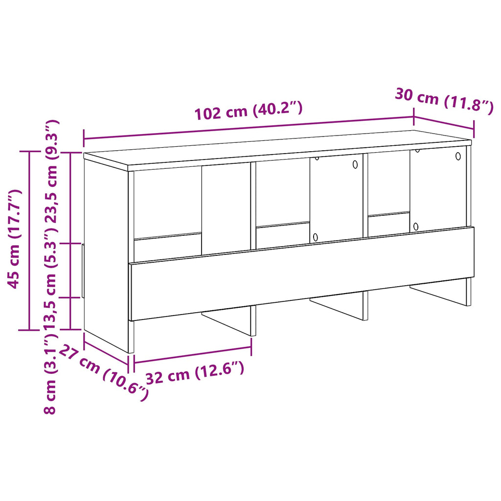 Estante de revistas 102 x 30 x 45 cm