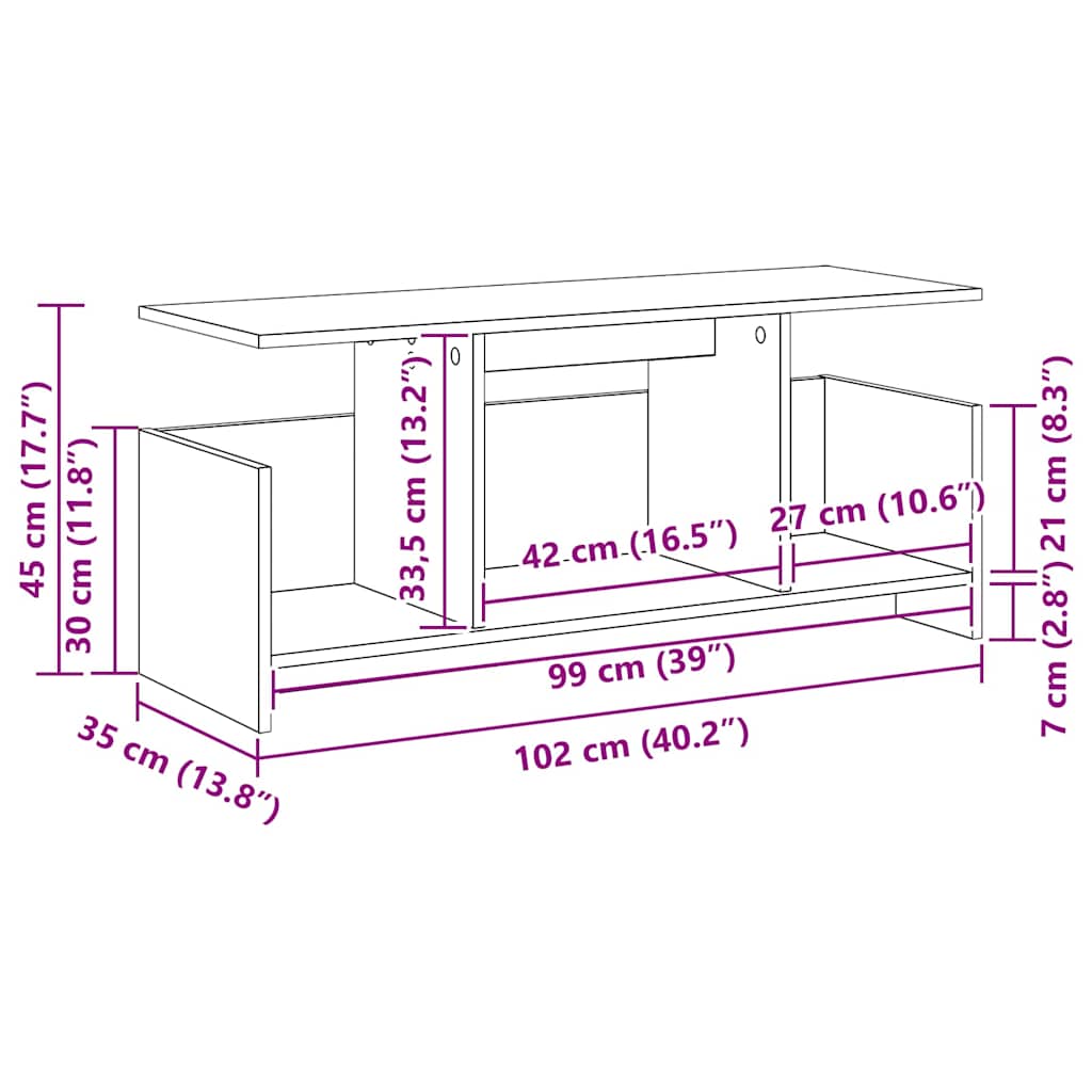 Soporte de TV 102 x 35 x 45 cm Madera de ingeniería