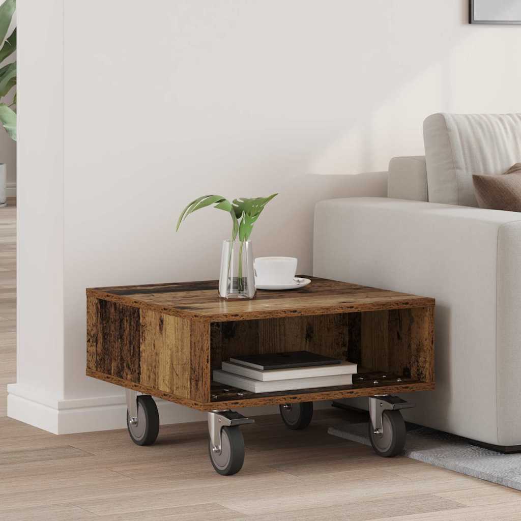 Mesa Lateral con Ruedas 50,5 x 50 x 30 cm Madera de ingeniería