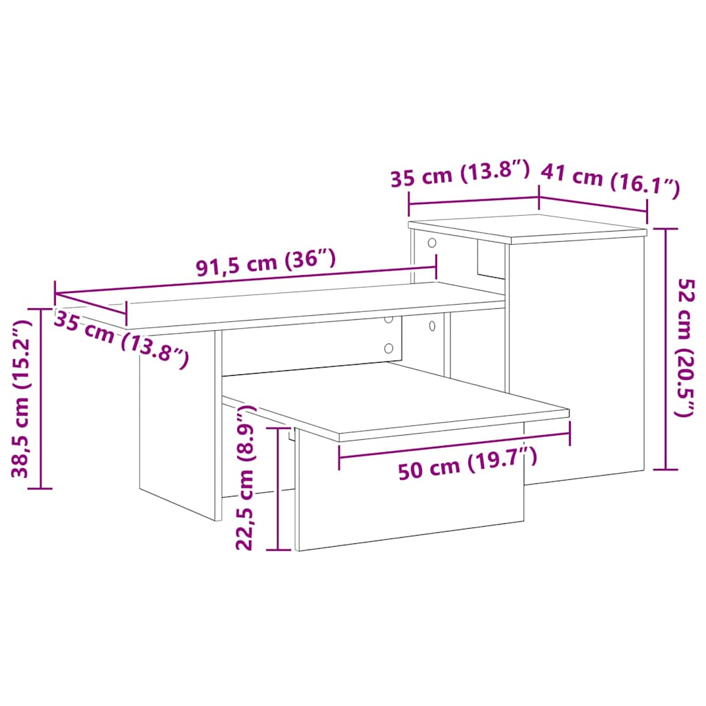 Mesa Consola 91,5 x 35 x 38,5 cm Madera de ingeniería