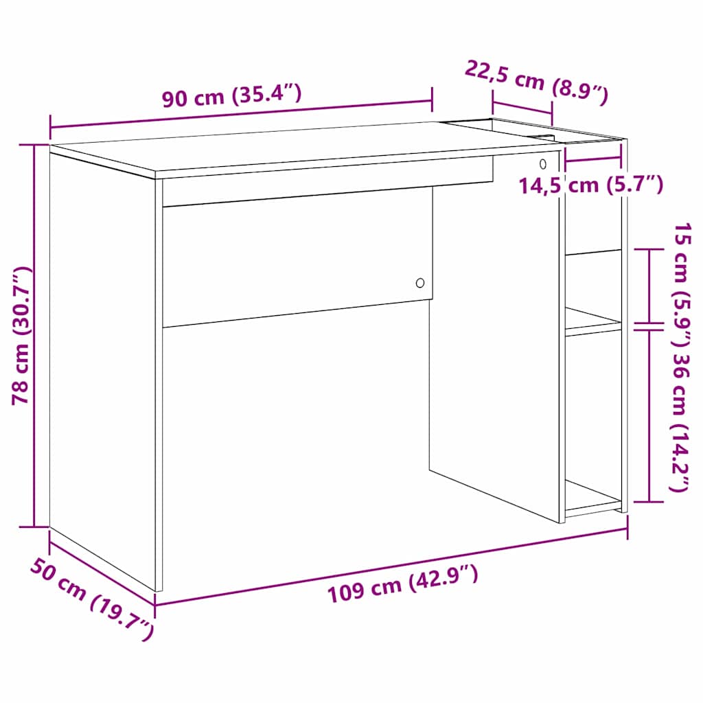 Escritorio 109 x 50 x 78 cm Madera de ingeniería