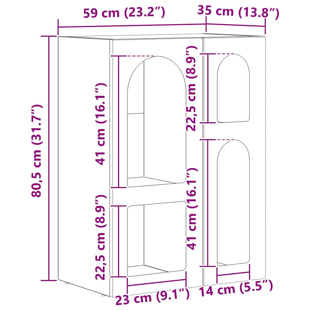 Aparador 59 x 35 x 80.5 cm Madera de ingeniería