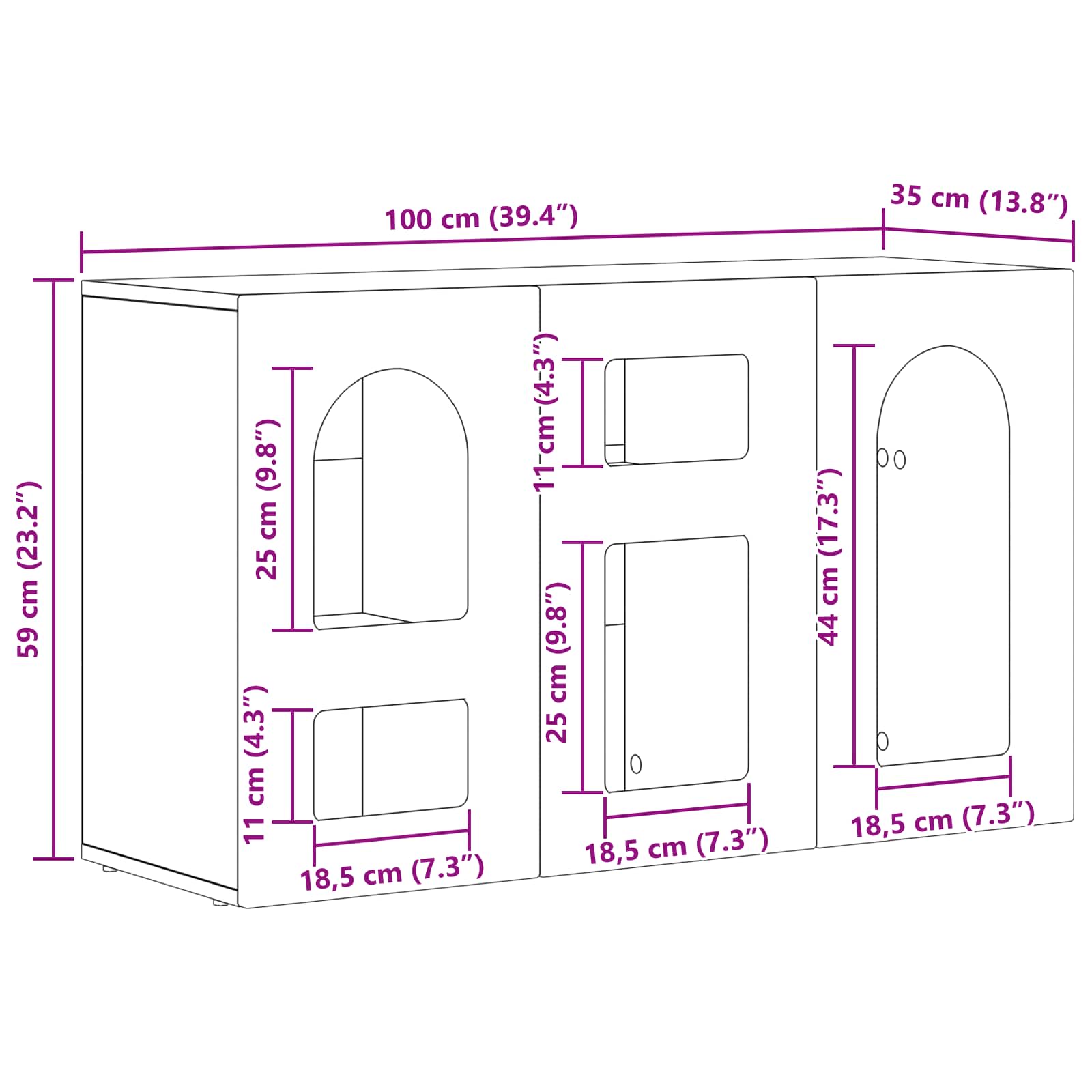 Aparador Gris Concreto 100 x 35 x 59 cm Madera de ingeniería