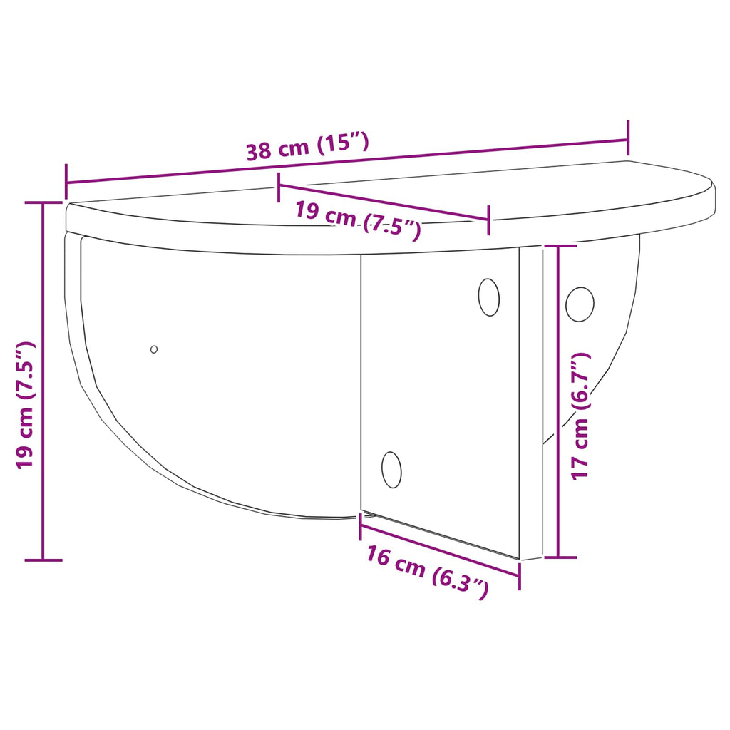 Estante de pared 2 pcs 38 x 19 x 19 cm Madera de ingeniería