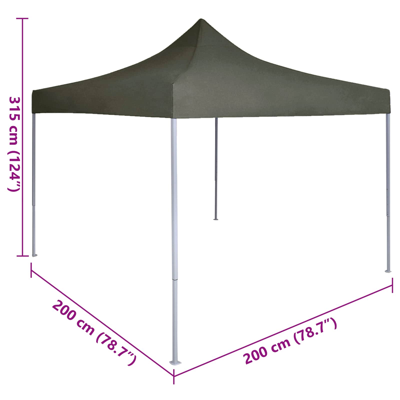 Carpa de Fiesta Antracita 200 x 200 x 315 cm Tela Oxford