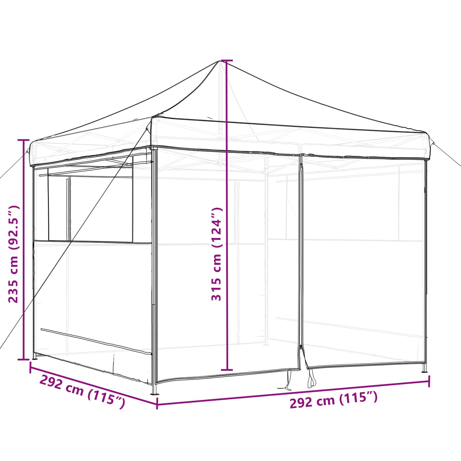 Carpa de Fiesta 292 x 292 x 315 cm Terracota Tela Oxford