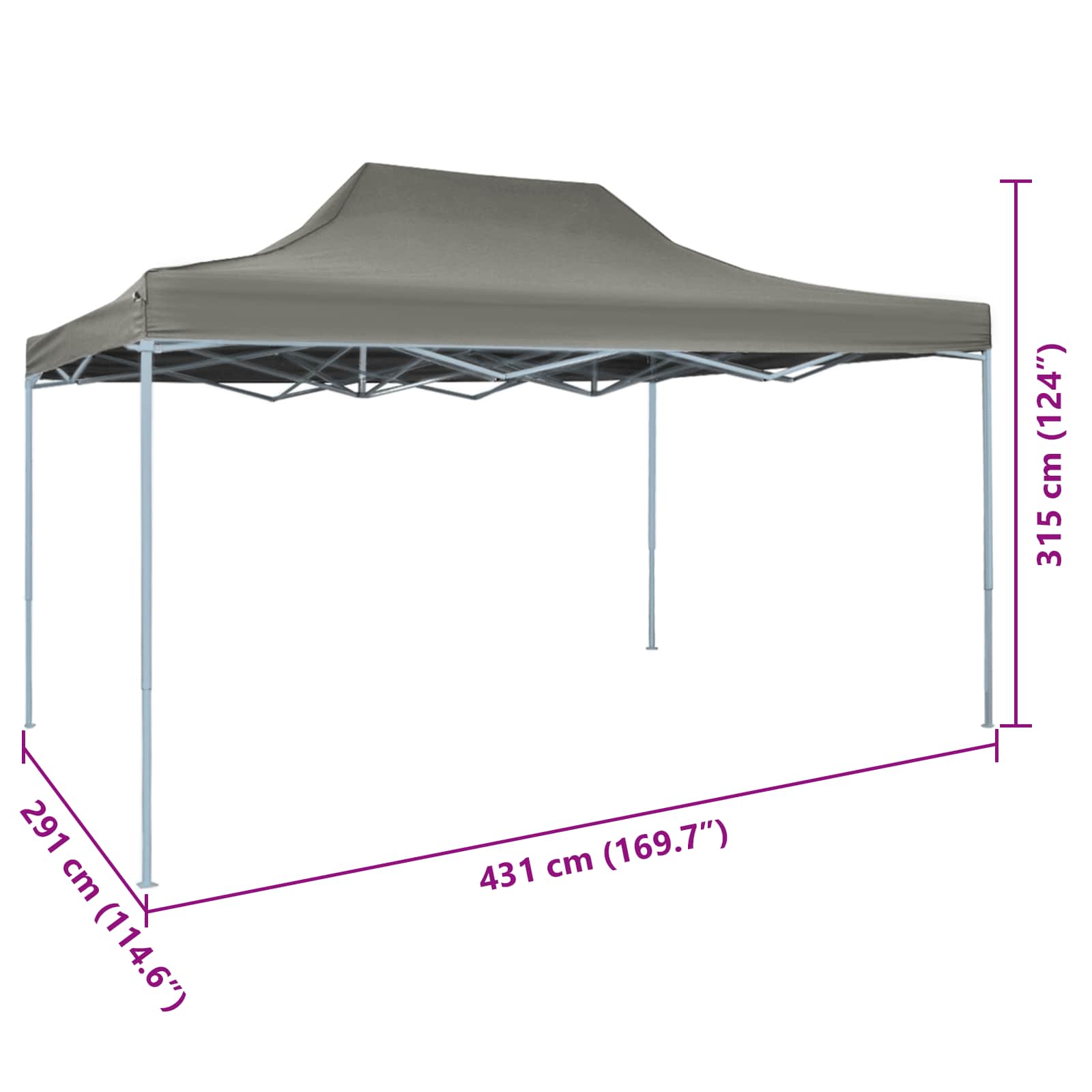 Carpa de Fiesta Antracita 291 x 431 x 315 cm Tela Oxford